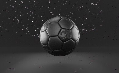 Fototapeta premium black soccer football on black sparkly background