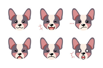 Fototapeta premium Set of cute character corgi dog faces showing different emotions for design.