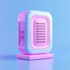 Stylized compact electronic device on a vibrant background, showcasing modern design and pastel colors for futuristic technology concept.