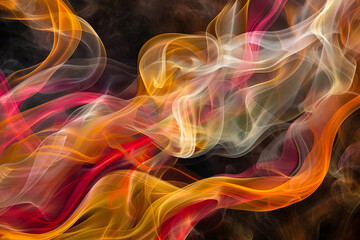 Fototapeta premium Vibrant fiery smoke abstract background, glowing inferno flames with dynamic orange and red colors, swirling smoke textures for dramatic visual effects, perfect for fire-themed projects