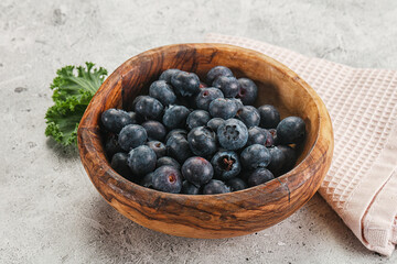Sweet ripe blueberry on the bowl