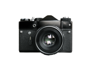 Front view of soviet black film camera