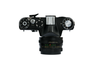 Top view of soviet black film camera