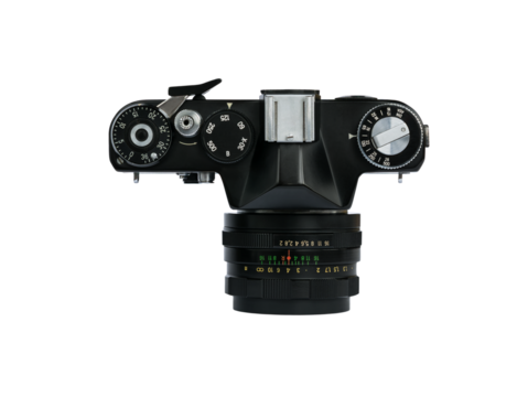 Top view of soviet black film camera