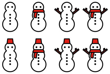 様々な形の雪だるまのベクターイラストセット