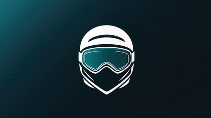 This logo features a minimalist design of a ski helmet and goggles, highlighting winter sports safety in mountain environments. Generative AI