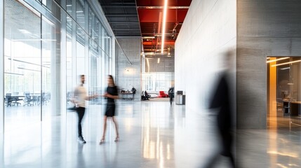 Group of Business people walking in the office corridor,People in business center walking at hall,office employees in motion go around at coworking space,Wide image,Concept of office life.
