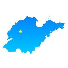Obraz premium Map of Shandong with its capital Jinan in China with a professional blue style