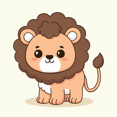 Adorable Kawaii Lion Character with a Fun and Playful Style Vector Illustration