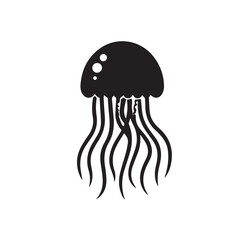 Jellyfish  in cartoon, doodle style . Image for t-shirt, web, mobile apps and ui. Isolated 2d vector illustration in logo, icon, sketch style, Eps 10, black and white. AI Generative