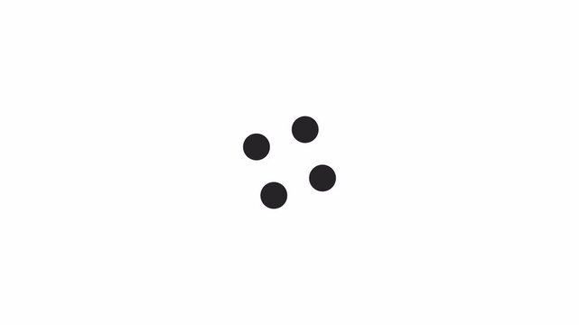Large and small spots rotation loading animation black and white. Mobile app data update animated element monochrome abstract 4K video motion graphic isolated. Spinning spots loader download upload