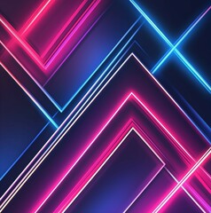 Fototapeta premium Vibrant neon background with glowing pink and blue geometric patterns.
