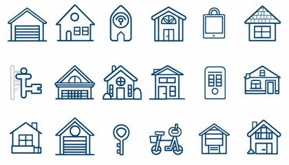 Fototapeta premium Duotone Outline Stroke Estate Web Icons Collection