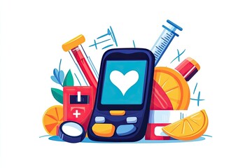 World Diabetes Day Awareness Isolated On White Background. Vector Illustration In Flat Style. generative ai