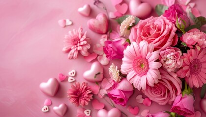 Heartfelt Bouquet: Pink Flowers Hearts Celebrations