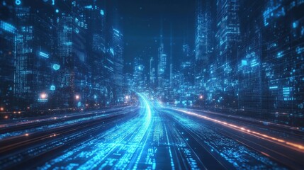 Futuristic Digital Background for Tech Processes and AI Concepts