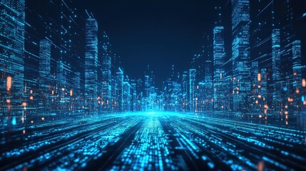 Futuristic Digital Background for Tech Processes and AI Concepts