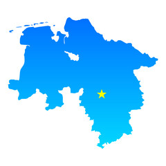 Obraz premium Map of Niedersachsen with its capital Hanover in Germany with a professional blue style