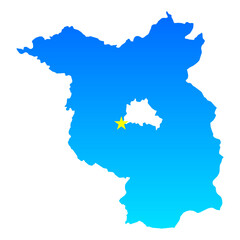 Map of Brandenburg with its capital Potsdam in Germany with a professional blue style