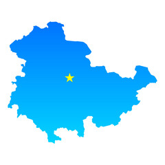 Map of Thuringen with its capital Erfurt in Germany with a professional blue style
