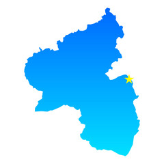 Map of Rheinland-Pfalz with its capital Mainz in Germany with a professional blue style