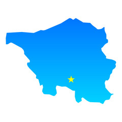 Fototapeta premium Map of Saarland with its capital Saarbrucken in Germany with a professional blue style