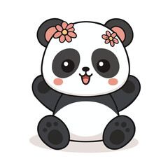 Adorable Cartoon Panda in Flat Cartoon Style