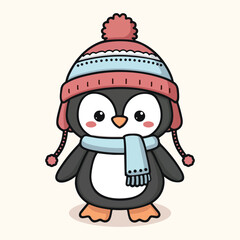 Adorable Cartoon Penguin Illustration for Winter Themes