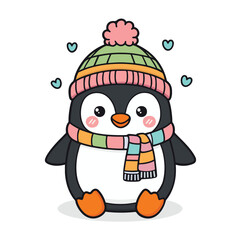 Adorable Cartoon Penguin Illustration for Winter Themes