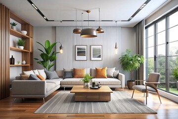 Minimalist interior design of modern living room
