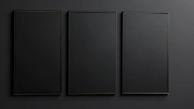 Exploring modern art presentation with three empty frames in a gallery setting