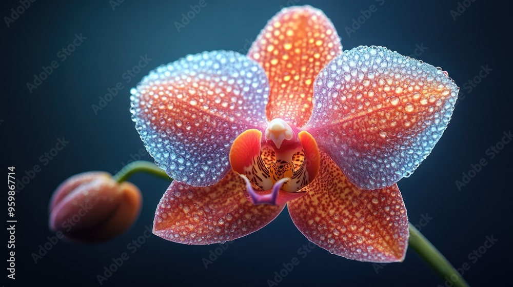 Canvas Prints Orchid Blossom with Dew Drops