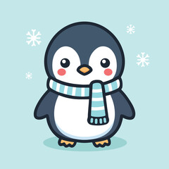 Adorable Cartoon Penguin Illustration for Winter Themes