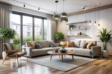 Minimalist interior design of modern living room