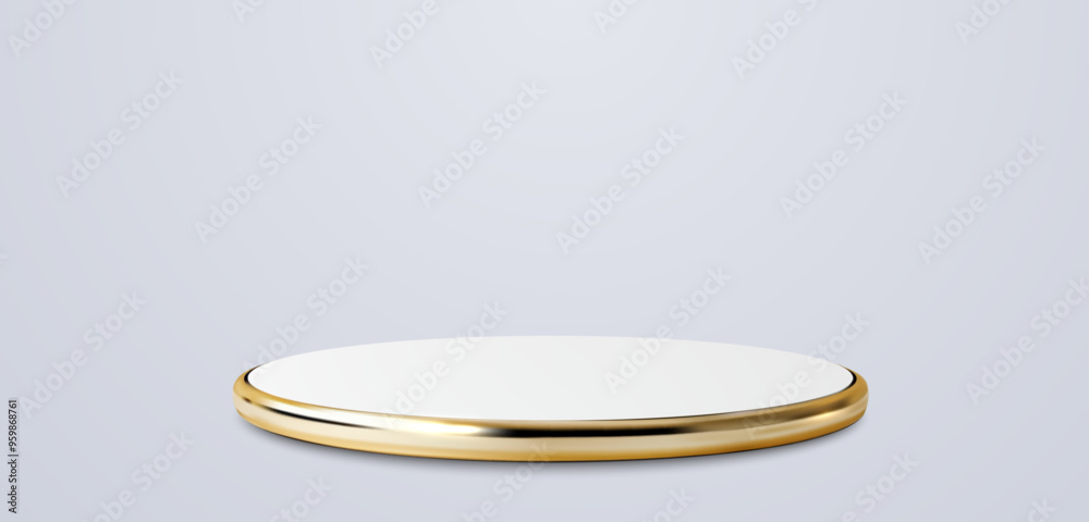 Aufkleber vector illustration of sleek, modern display platform with a gold rim, perfect for showcasing produc