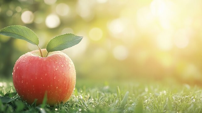 World food day concept: Apple fruit on nature background. generative ai - Powered by Adobe