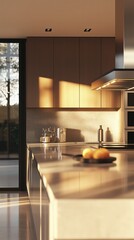 Modern kitchen design featuring sleek cabinets and chic fixtures in a sunlit interior.