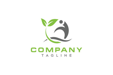 Fototapeta premium Healthy Human Wellness Logo Design. Human leaf logo design. Healthy Leaf, Natural Leaf, People Wellness Modern Logo, Health care Logo Design