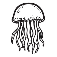 Jellyfish  in cartoon, doodle style . Image for t-shirt, web, mobile apps and ui. Isolated 2d vector illustration in logo, icon, sketch style, Eps 10, black and white. AI Generative