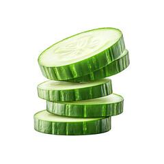 Fresh cucumber slices stacked creatively, perfect for healthy recipes, salads, and refreshing drinks.