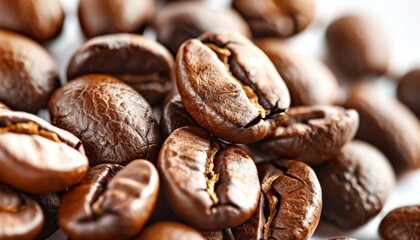 Obraz premium Freshly Roasted Coffee Beans Dropping Brew