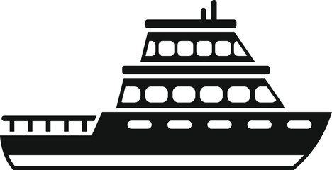 Simple icon of a large passenger ship sailing on the sea, a perfect visual for tourism related topics