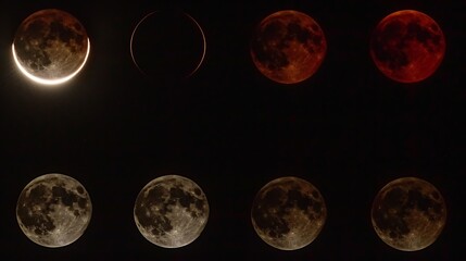 Obraz premium Dramatic scene with Lunar Proximity during an eclipse showing the moon's close approach with intense brightness