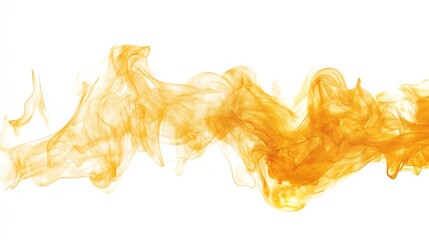 Abstract image of swirling orange smoke on a white background, creating a dynamic, ethereal effect perfect for creative projects.