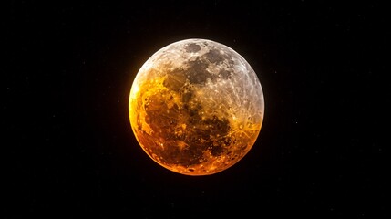 Fototapeta premium Full Moon during an eclipse showcasing its luminous presence and dramatic contrast against the darkened sky