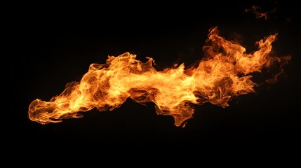 Dynamic and captivating flame formation against a black background, perfect for highlighting energy and intensity in your projects.