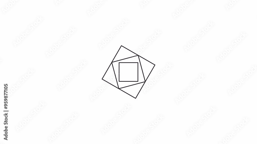 Poster squares rotating in different directions loading animation black and white. app update animated elem
