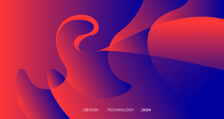 3D red geometric fluid abstract background. Minimalist modern graphic design element cutout style concept for banner, flyer, card, or brochure cover