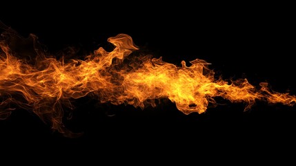 Dynamic orange flames on a black background, perfect for illustrating heat, fire effects, and energy concepts.