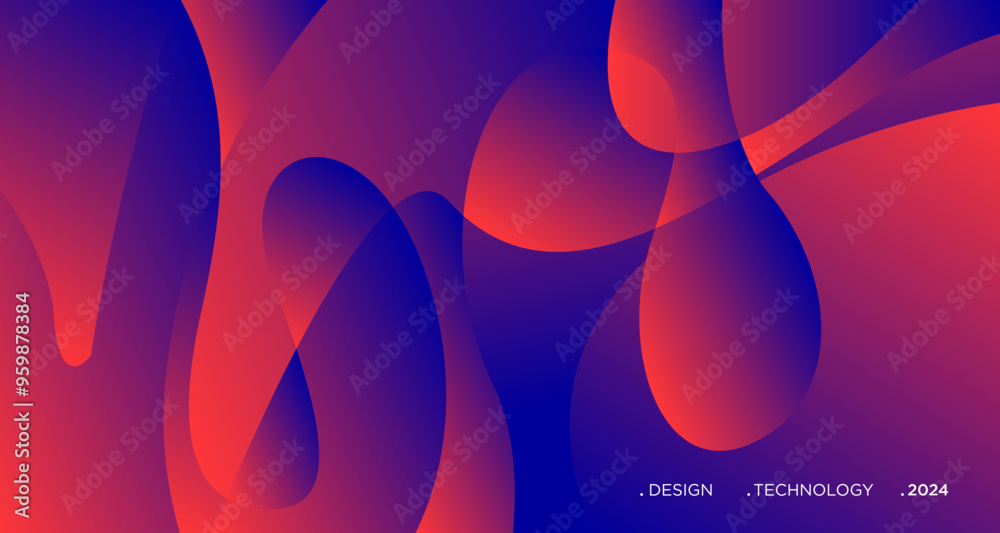 Wall mural 3d red geometric fluid abstract background. minimalist modern graphic design element cutout style co